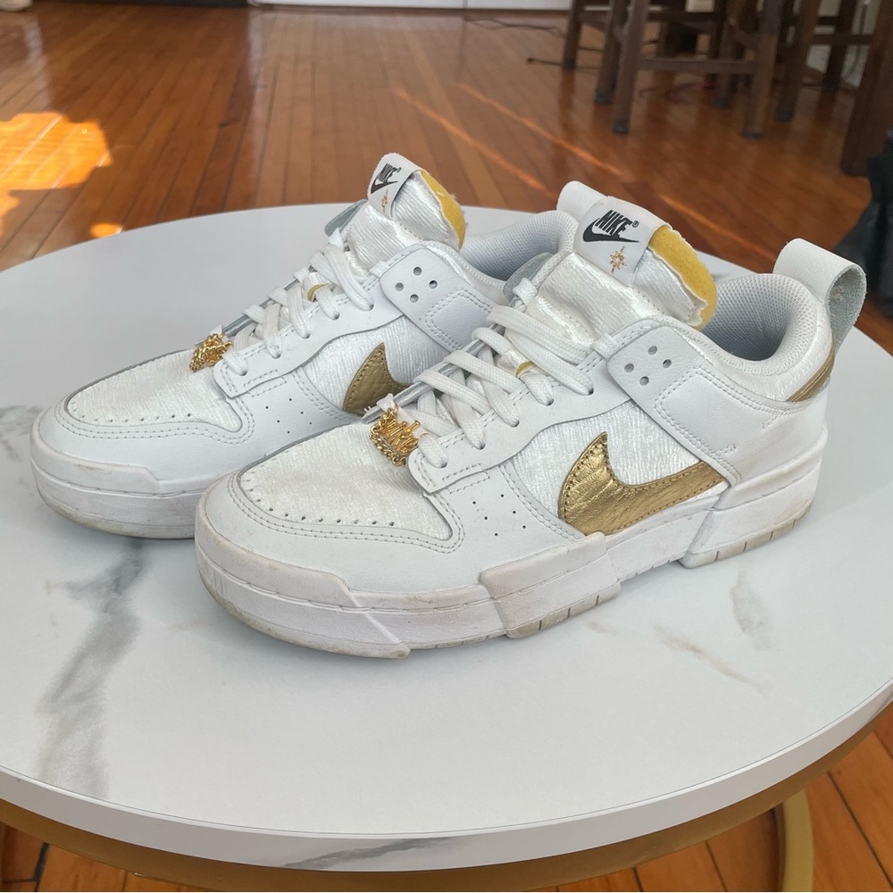 Nike Dunk Low SE Gold and White Sneakers